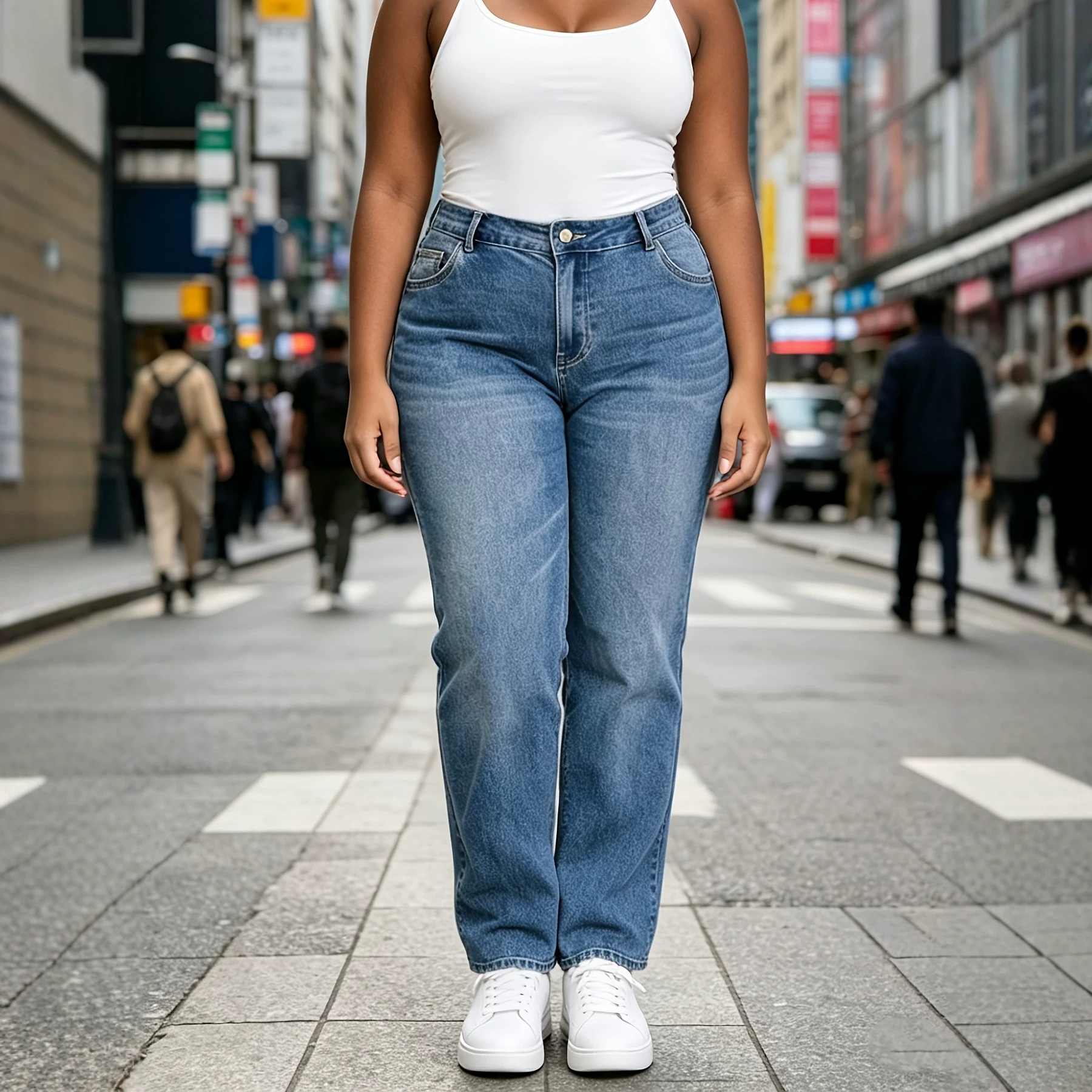 Cross-Border Temu Amazon Shein European and American Plus-Size Women's Clothing, Elastic High-Waisted Slim-Fit Straight-Leg Jeans for Plus-Size Women