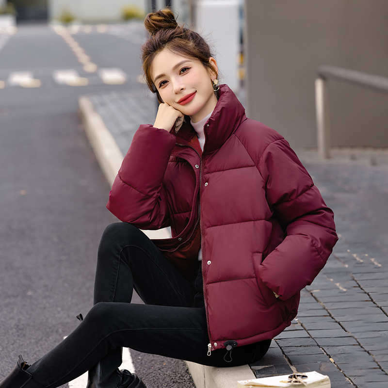여성 겨울 솜패딩 숏자켓 와이드 칼라 보온 지퍼 외투