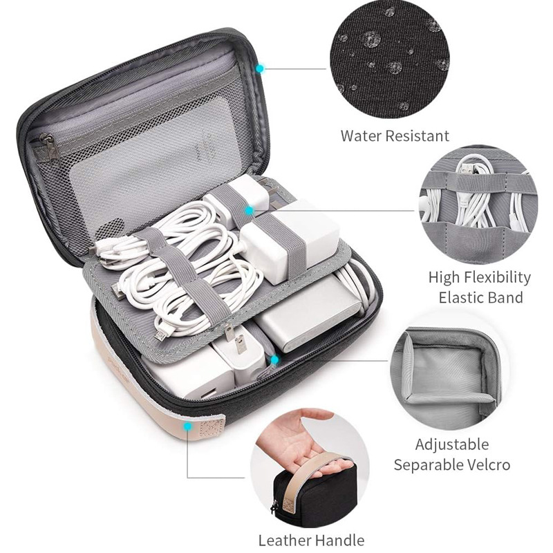 Bolsa de almacenamiento electrónica, bolsa de almacenamiento de cable, bolsa de viaje de cable, adecuada para cargador de cable, cable USB para teléfono móvil