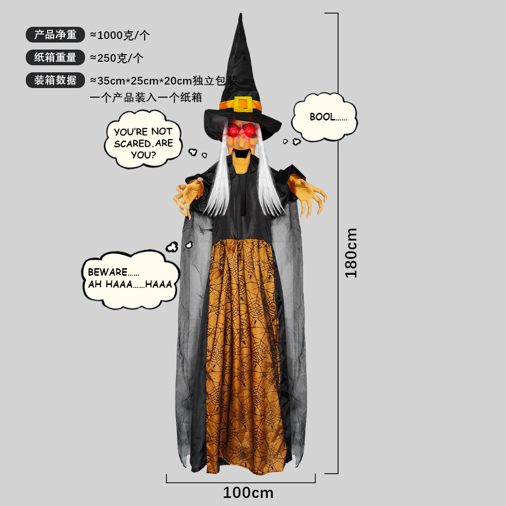 Muñeca Fantasma Colgante con Voz Activada, Brillante y que Grita, para Decoración de Halloween, Casa Embrujada, Escape Room, Serie Bruja