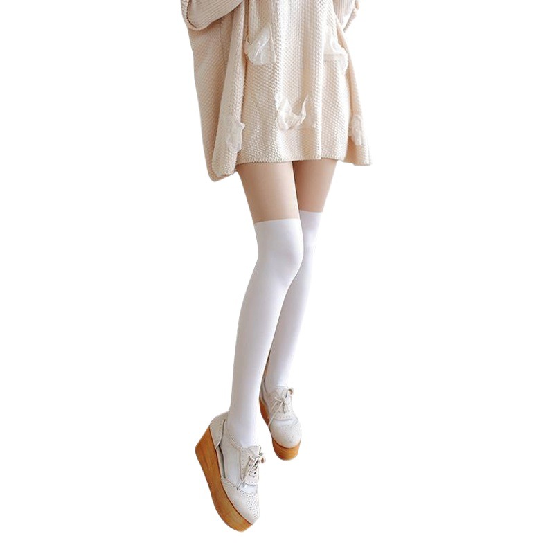 Medias de terciopelo japonesas de primavera y otoño calcetines de cosplay medias de terciopelo blanco y negro