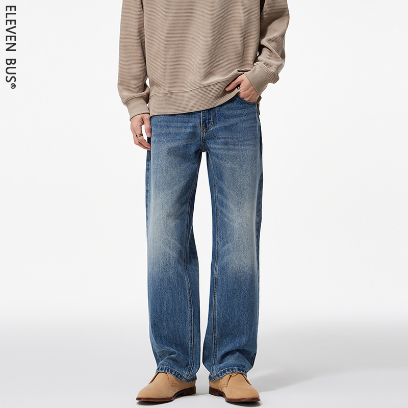 American Cleanfit Straight Jeans for Men in Autum New Retro Loose Casual Denim Long Pants for Men Trendy