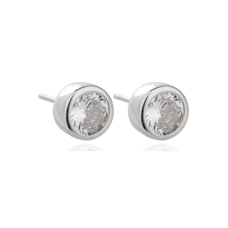Pendientes de burbuja brillante de plata de ley s925 para mujer, moda, temperamento simple, bolso redondo, pendientes de circón, pendientes perforadas