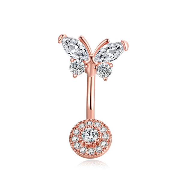 European and American Butterfly Round Diamond-Rose Gold