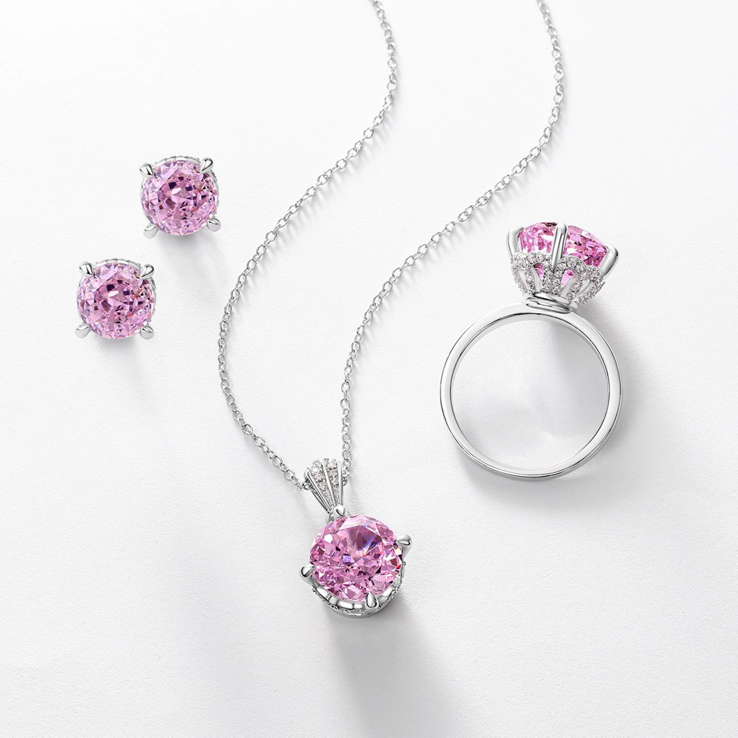 Wilsheng joyería nueva tendencia de la moda S925 plata con incrustaciones de hielo corte de flores de alto carbono diamante Rosa diamante Lotus Collar para las mujeres