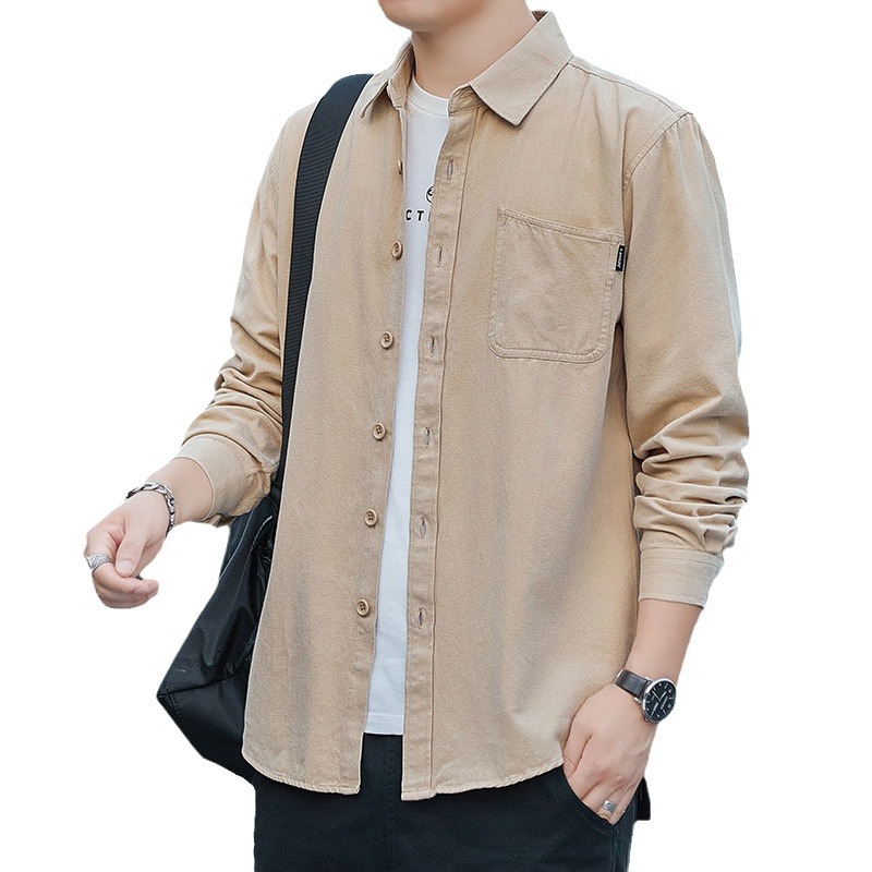 2024 nueva camisa de mangas largas para hombres estilo coreano ropa casual de moda chaqueta de hombre suelta camisa de calle frita de alto nivel