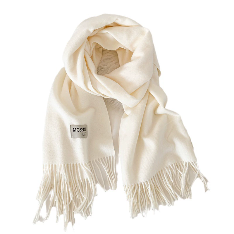 Scarf knitted, solid velvet cashmere look, 200×70 cm, thickened Korean demi‑season