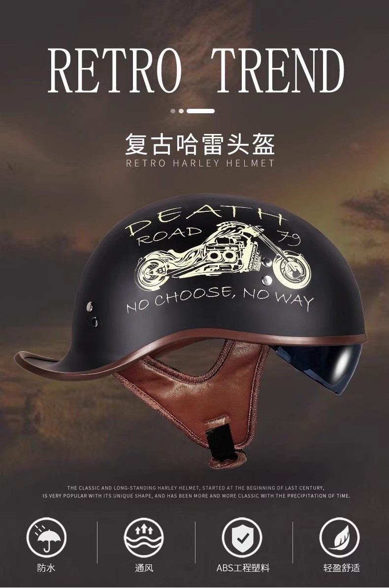 New National Standard 3C Certified Flip-Up Helmet, Japanese Retro Style Half Helmet for Men and Women, Electric Motorcycle Helmet for Riding