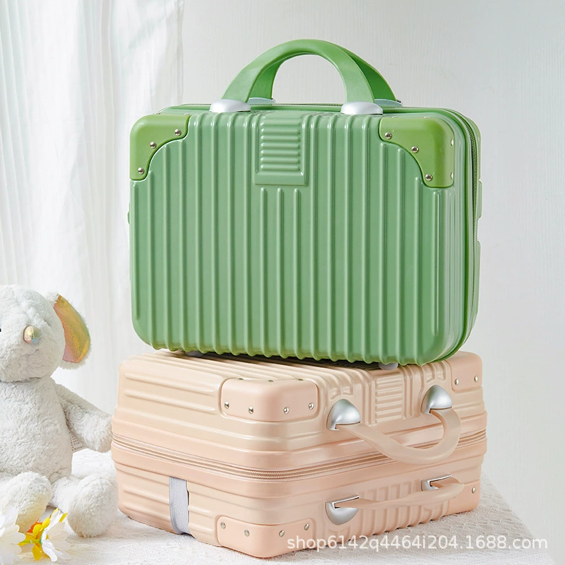 Handheld cosmetic storage box 14-inch suitcase, partitioned interior and portable handle