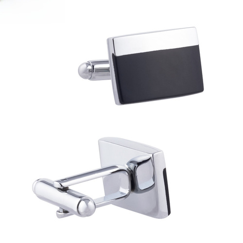 Rectangular black resin enamel metal tie clips for men, minimalist business French-style shirt tie clips wholesale