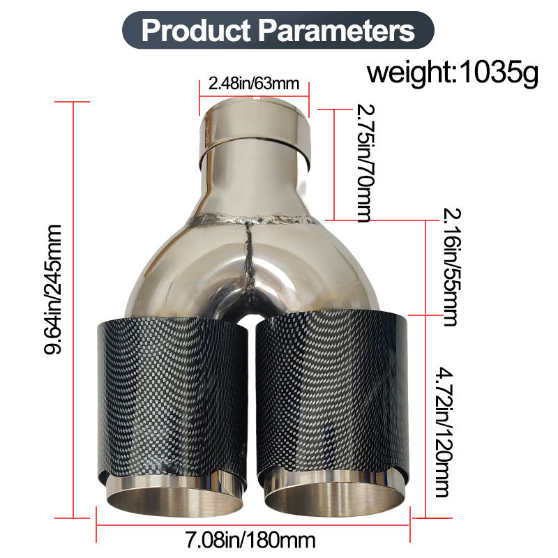 Hot-Selling Car Modification Ak Scorpion Logo Water Transfer Printing Y-Type Dual Exhaust Tip 63*89 Dual Exhaust Tip