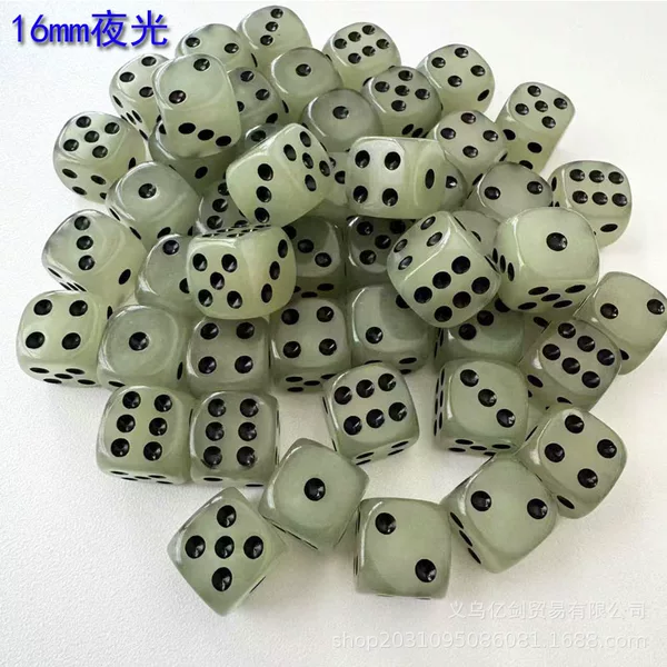 Wholesale In-Stock 16mm Luminous Dice New Material Acrylic Luminous Dice with Rounded Corners Fluorescent Dice Dice Sieve