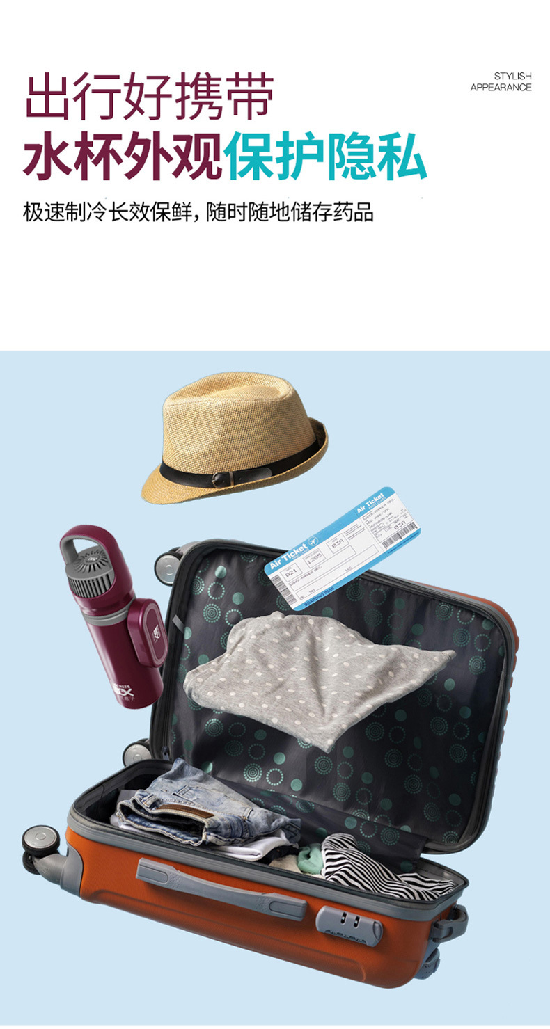 Portable Rechargeable Car-Mounted Small Refrigerator with Insulin Freezer