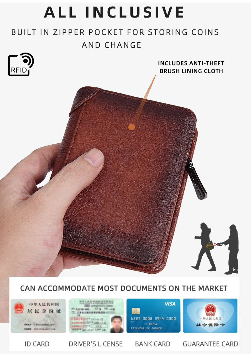 69g Weight Polyester Lining Material Zipper Closure Type Small Wallets Bags Type 1 Piece Quantity Daily Occasion Pu Leather Material Solid Color Pattern All Seasons Season Men's Gender Sewing Thread Design Business Style Square Shape Men's Solid Color Pu Leather Zipper Small Wallets 1