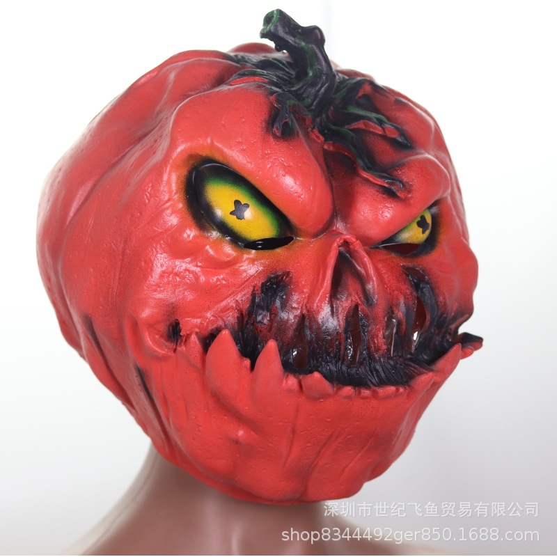Máscara naranja de calabaza transfronteriza Halloween Bola fiesta horror accesorios de miedo en vivo ambiente de truco o trato vestir