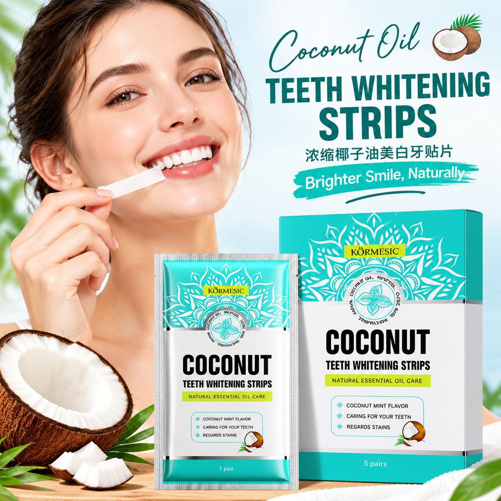 Kormesic Coconut Oil Teeth Strips Cross-Border Mild Whitening Teeth Stain Removal Fresh Coconut Scent Dental Care Single-Strip Teeth Strips