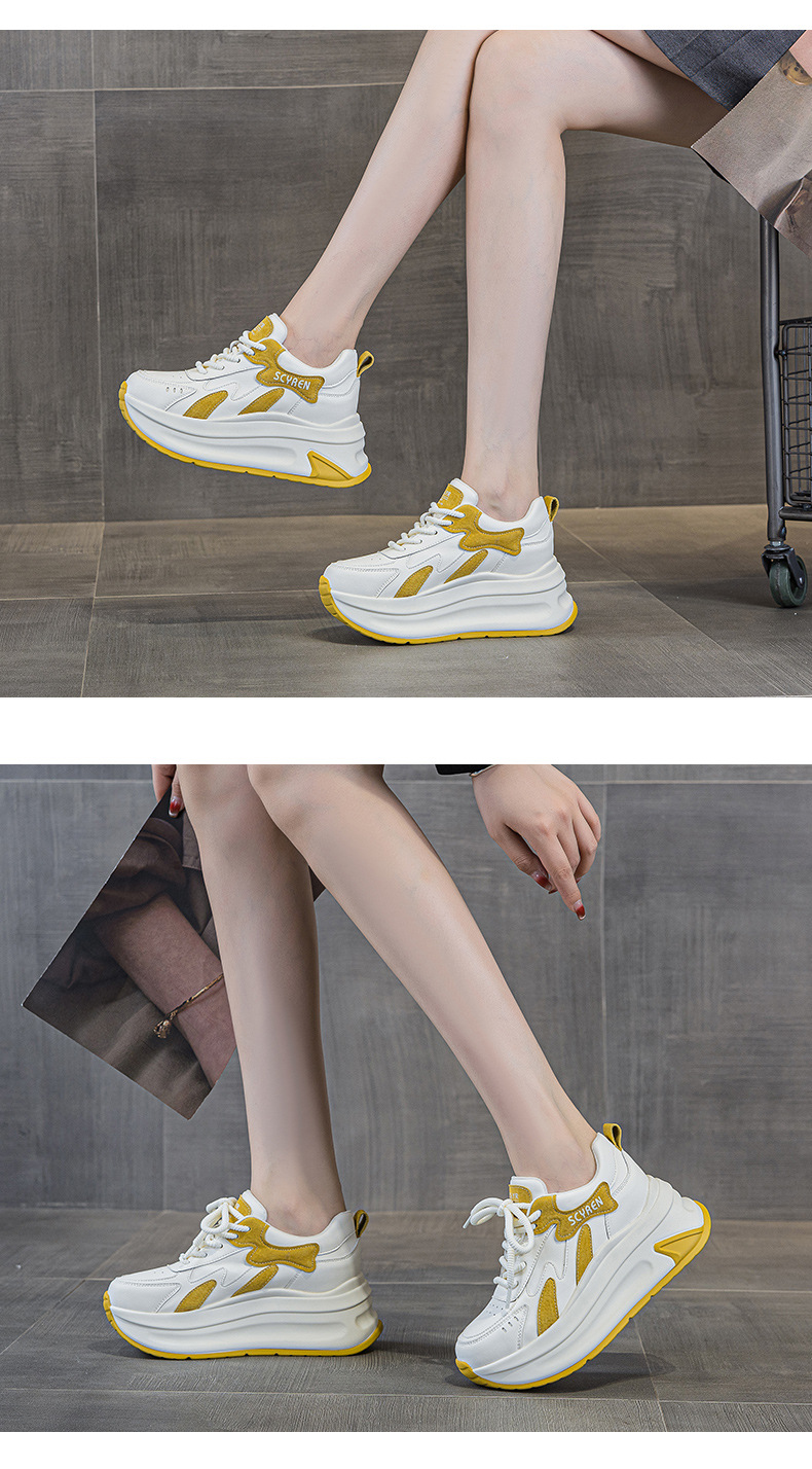 Giày sneaker nữ đế dày tăng chiều cao phong cách A-Gan mới thu đông 2025 — M2918 màu xám, M2918 màu vàng, M2918 màu xanh chi tiết 11