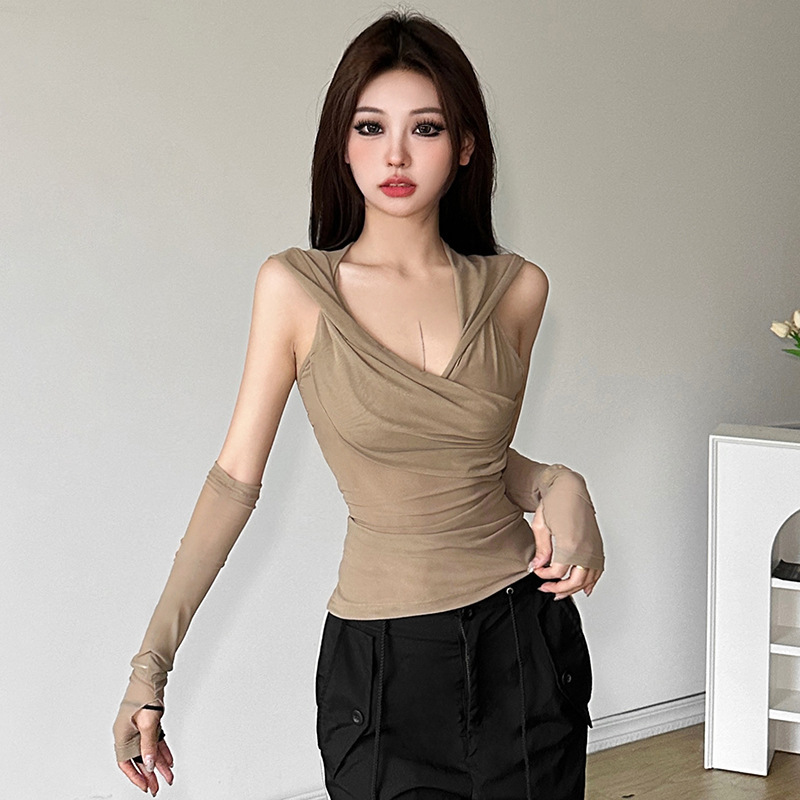 2024 Cross-Border European and American Style Summer New Women's Solid Color Slim Street Fashion Hooded Sleeveless Backless Top for Women