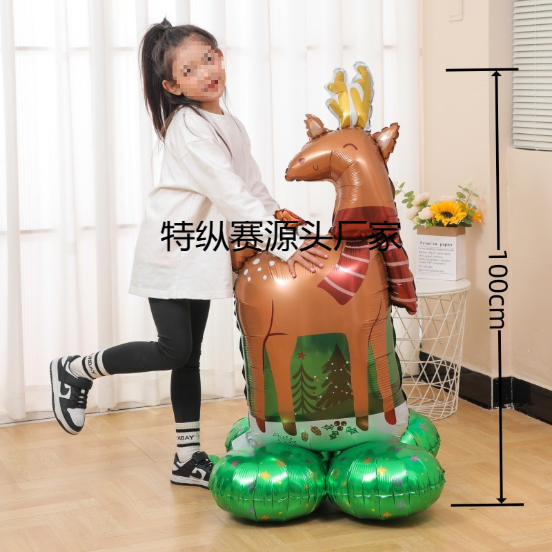 Decoración de Navidad gran base árbol de Navidad árbol anciano alce muñeca de nieve estereoscópica diseño de jardín de infantes de globos