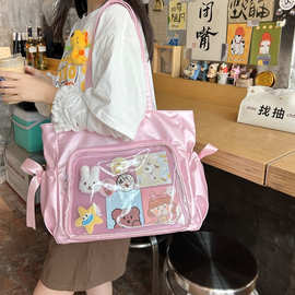 日系芭蕾风丝带痛大食量吧唧痛包二次元软妹百搭托特包手提单肩包