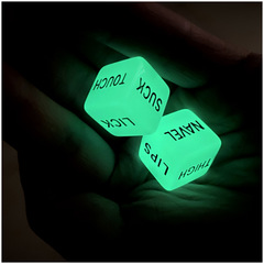 Cross-border matching glow-in-the-dark novelty English dice game set with carved effect novelty toy