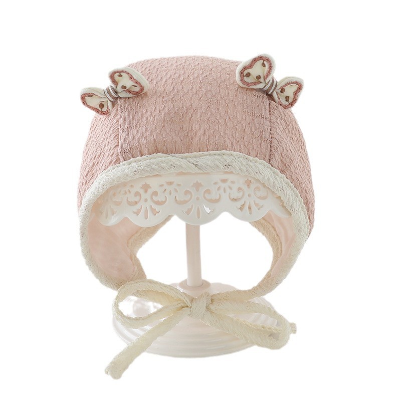 Sombrero de bebé primavera y otoño delgado arco extranjero gorro princesa primavera recién nacido gorro de bebé gorro de corte