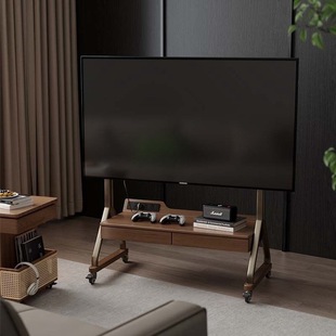 Solid Wood Movable Tv Cabinet Living Room Home Small Apartment Modern Simple Floor-Standing Storage Tv Stand