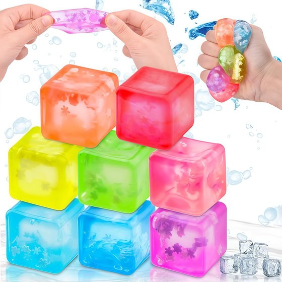 Amazon Cross-Border Popular Toy Ice Cube Maltose Pinch Decompression Toy Tpr Flour Ball Decompression Artifact