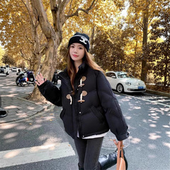 牛角扣羽绒棉服女2025年新款韩系宽松棉袄短款冬季外套小个子棉衣