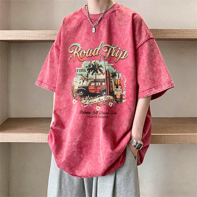American-Style Trendy Retro Washed Men's Short-Sleeve T-Shirt, Summer Loose Pure Cotton Vintage Top Factory American-Style Trendy Retro Washed Men's Short-Sleeve T-Shirt, Summer Loose Pure Cotton Vintage Top Factory