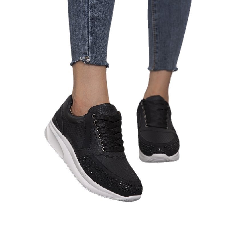 2023 spring new cross-border foreign trade round-toe low-cut thick-soled solid-color flat-soled casual viscose shoes for women running shoes_voghion.com