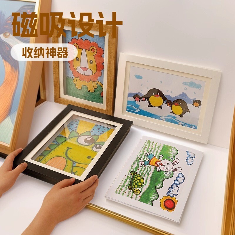 Flip-Top Photo Frame Amazon Cross-Border A4A38.5X11 Kidsren's Art Frame Painting Storage Kidsa Rt Magnetic Picture Frame