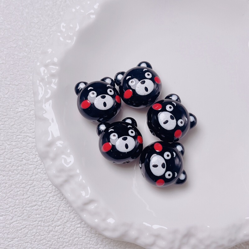 可爱卡通烤漆小熊通孔串珠手工DIY手机链散珠手作手链材料配件|undefined