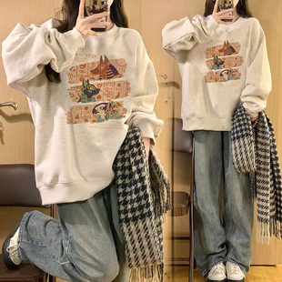 in stock Spring and Autumn Maternity Dress Printing Craft Loose Cartoon Sweatshirt for Pregnant Women Loose Top for Pregnant Women