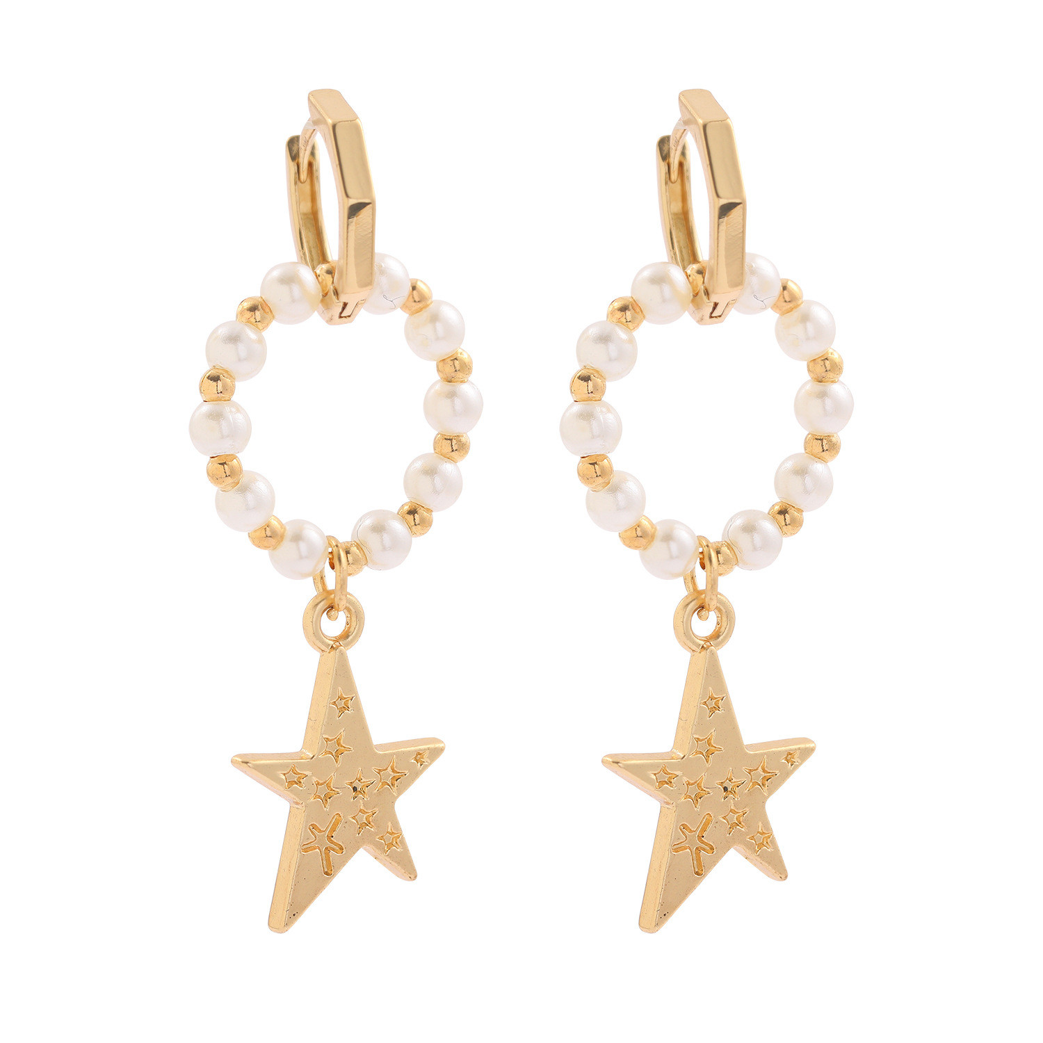 Wholesale Korean Style Multi-layer Pearl Star Alloy Earrings Nihaojewelry display picture 6