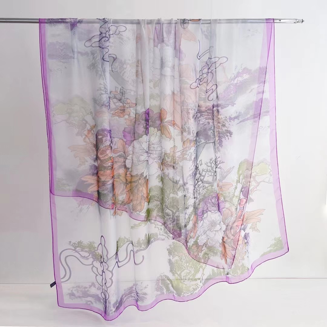 春と秋のシルクスカーフ女性用2026年新作大判ガーゼスカーフ、スタイリッシュでシンプル、多用途、おしゃれな日焼け止めショール、お母さんへのプレゼントに最適。