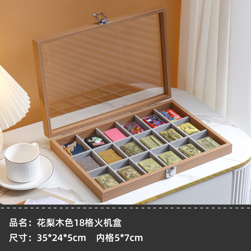 zippo打火机收纳盒火机展示架收藏盒子展览透明带盖防尘大容分区|undefined