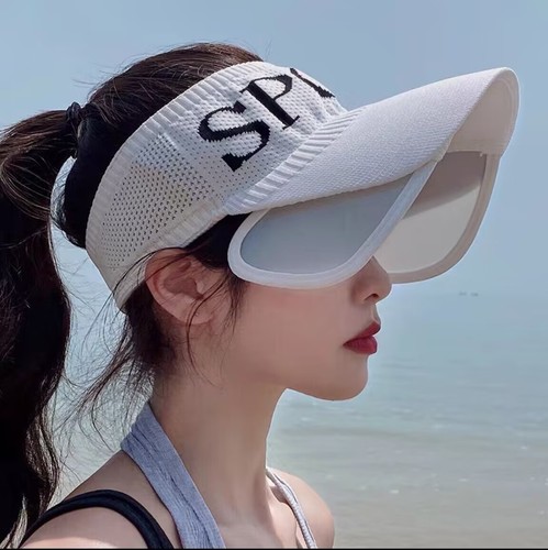 Women's Summer Korean Style Empty Cap Flyknit Breathable Stretchable Brim Sun Hat Travel Sun Hat