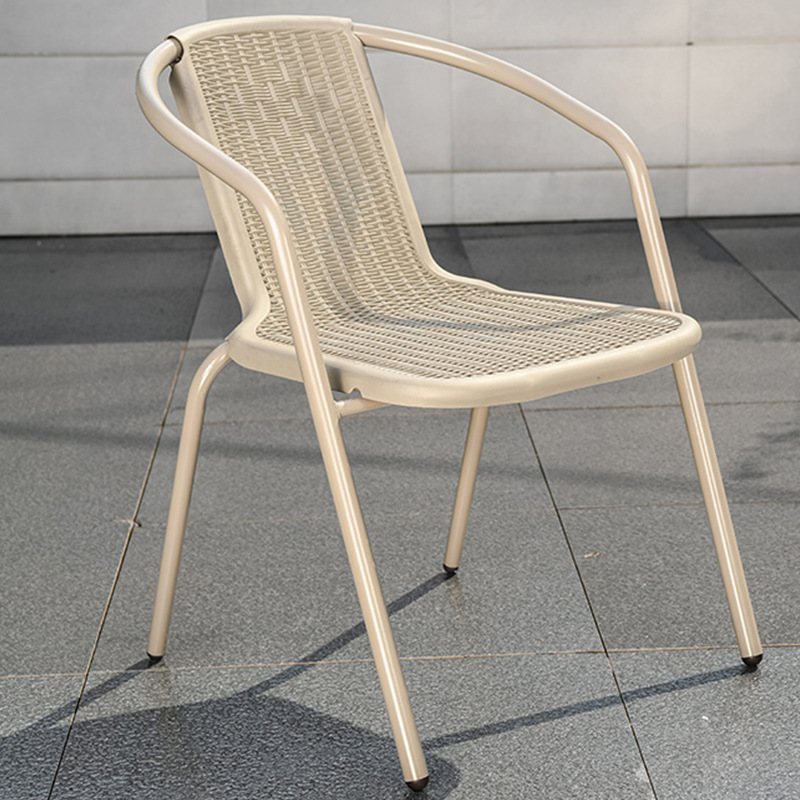 Outdoor leisure chair, outdoor dining chair, single chair, backrest chair, plastic chair, courtyard garden, milk tea outdoor, rainproof and sunproof