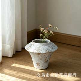 复古肌理感陶瓷花瓶 侘寂风民宿软装装饰摆件