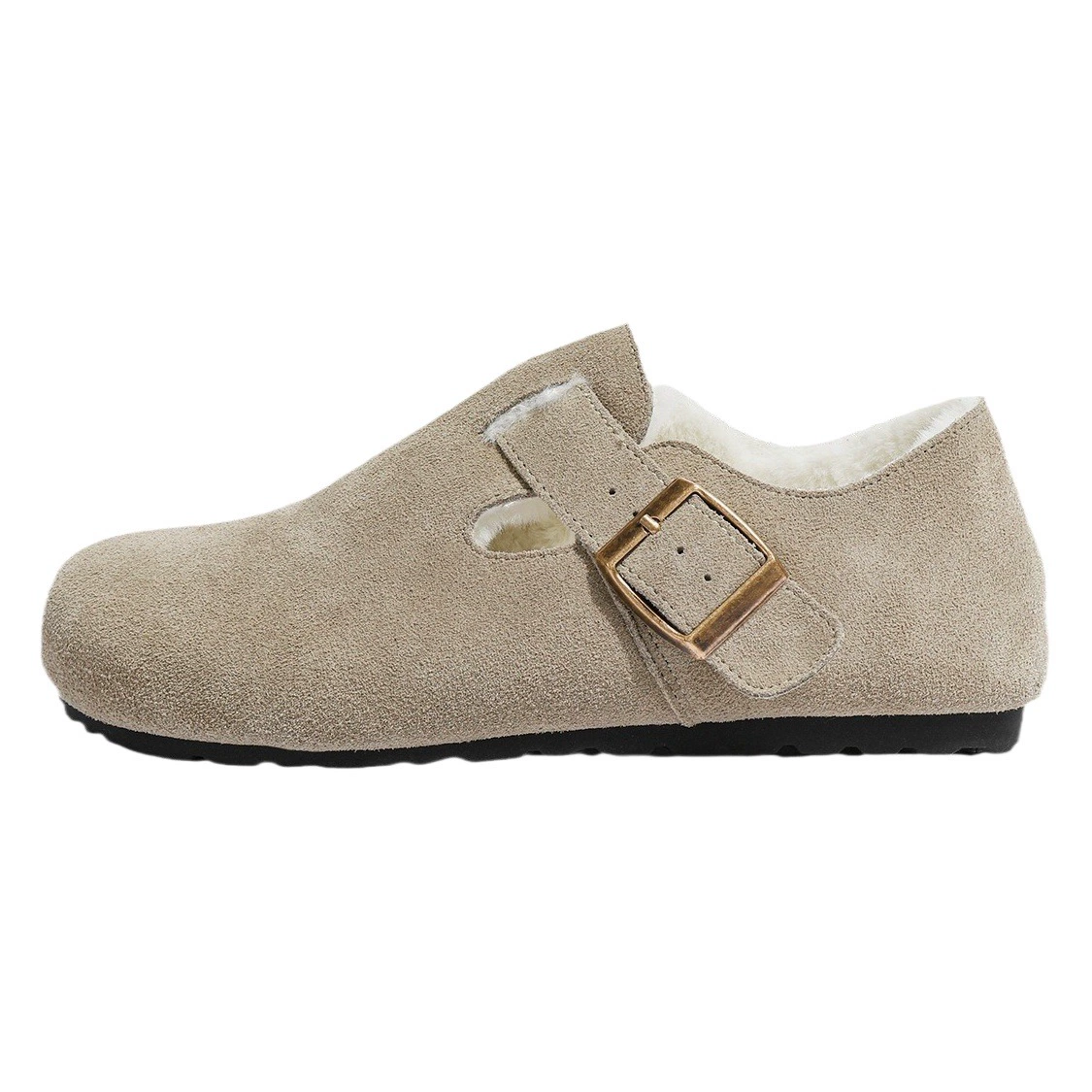 Биркенанская обувь из натуральной кожи «Все включено», обувь на флисовой подкладке, пушистая обувь, хлопковая обувь в стиле ретро с круглым носком, ленивая биркенанская обувь без шнуровки