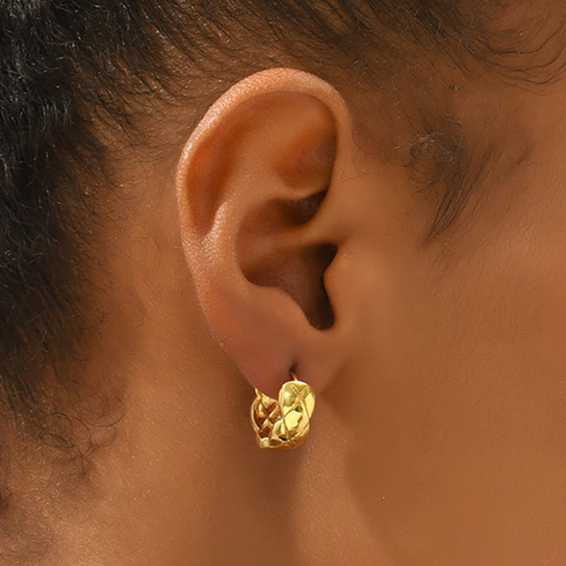 Eksplosive øredobber, fasjonable diamantrutelinjer, teksturerte spenner, trendy personlige øredobber for menn og kvinner_voghion.com