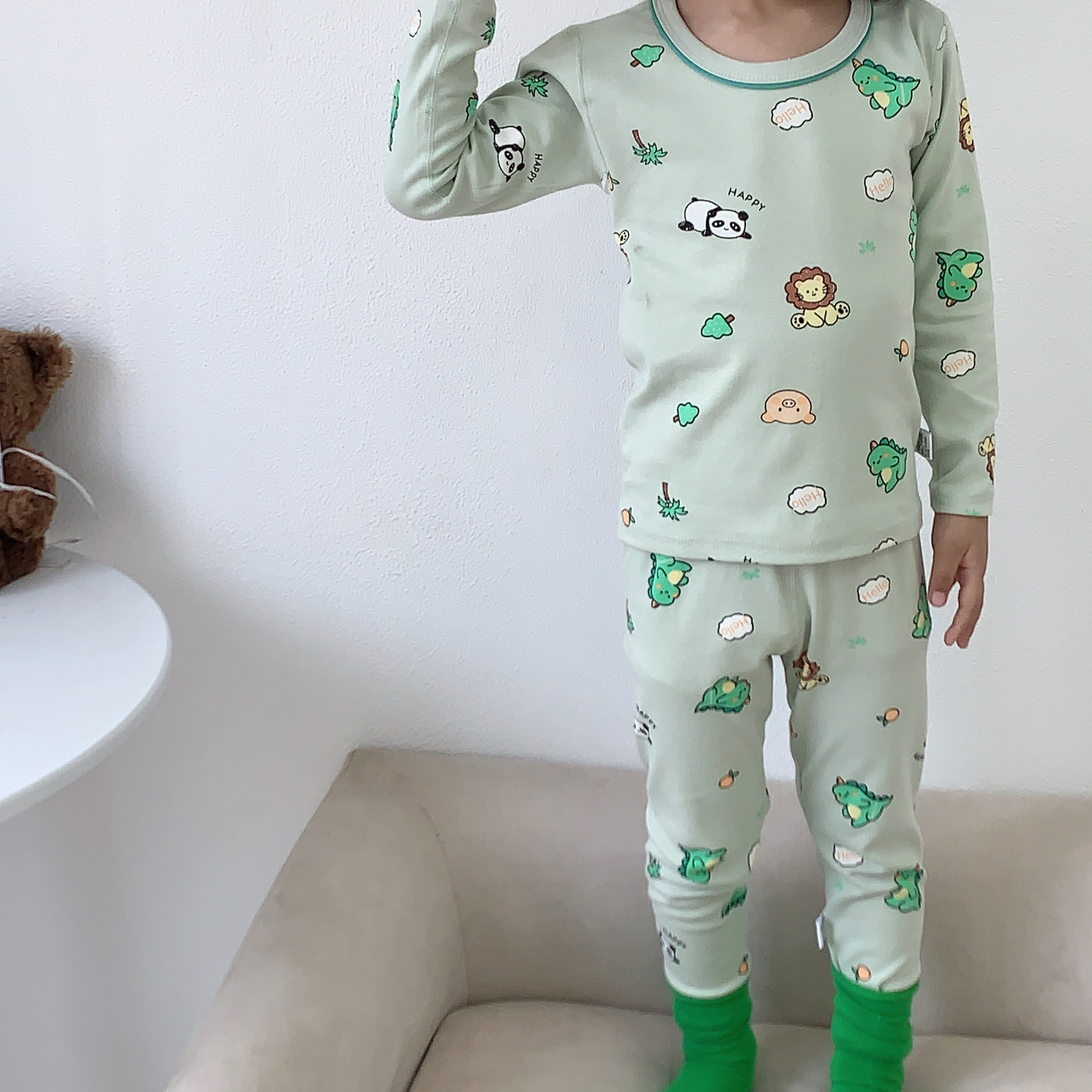 [Personalizado] Ropa de otoño de algodón con cremallera para niños, traje de pantalones largos, ropa interior deshuesada de algodón puro, tesoro para hombres, pijamas para niñas, servicio a domicilio