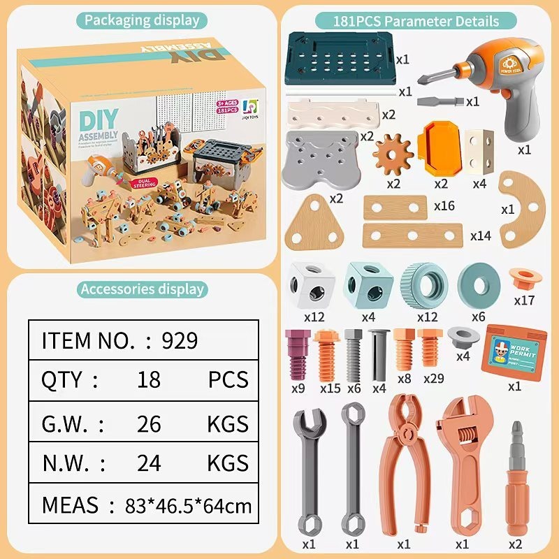 Herramientas de ensamblaje DIY - 181 conjuntos (18 cajas / caja)