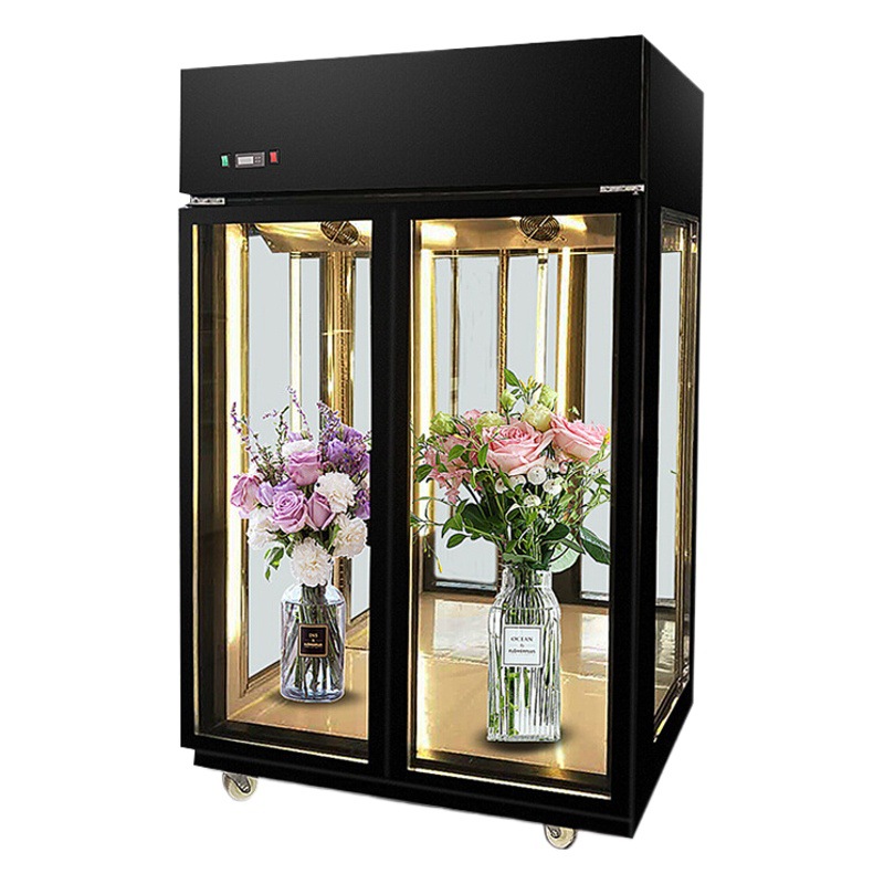 Armario de conservación especial para flores, refrigerado por aire comercial, sin escarcha, floristería de celebridades netas, vitrina vertical, refrigerador de flores de gran capacidad