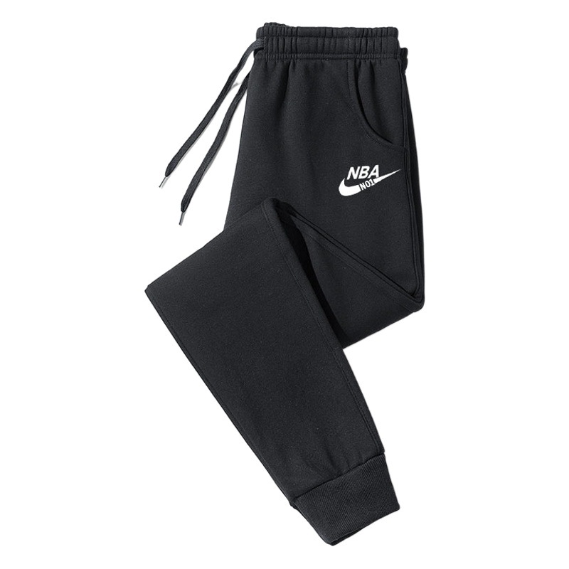 Pantalones de chándal casuales para hombres Otoño e Invierno Nuevo estilo coreano más tamaño tobillo-atado engrosado de moda impreso en stock al por mayor pantalones forrados de lana