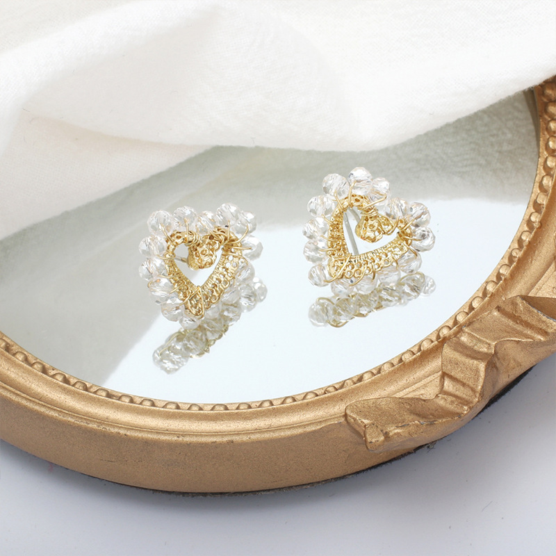 retro crystal heart shape earrings wholesale