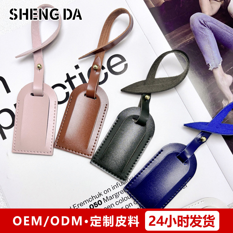 Luggage Tag Anti-Lost Leather Small Pendant Airplane Suitcase Luggage Tag Niche Backpack Tag Ready Stock