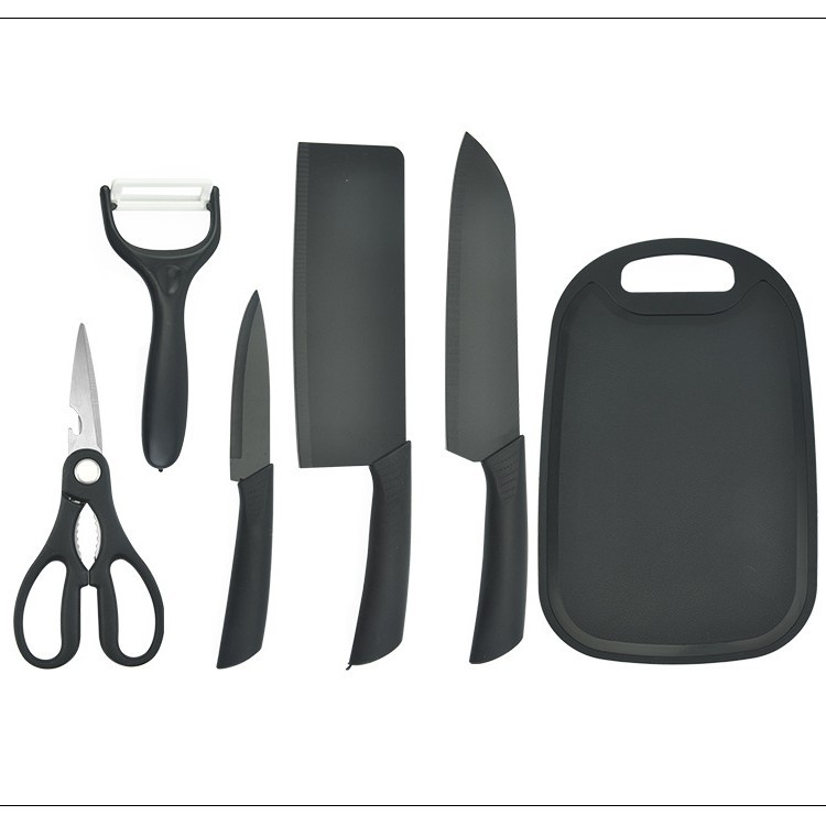 Cuchillo de cocina de hoja negra de tres piezas conjunto completo conjunto de herramientas combinadas cuchillo de pintura cuchillo de cocina de alimentos complementarios domésticos cuchillo de cocina