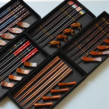 4 Pairs Premium Reusable Chinese Chopsticks with Holder跨境